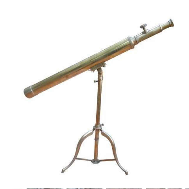 An Antique Brass Table Top Telescope On Tripod Base