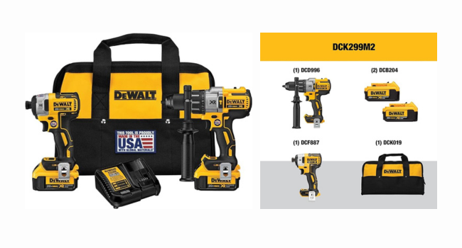 DEWALT 20V MAX Hammer Drill and Impact Driver, Cordless Power Tool Combo Kit with 2 Batteries and Charger DCK299M2