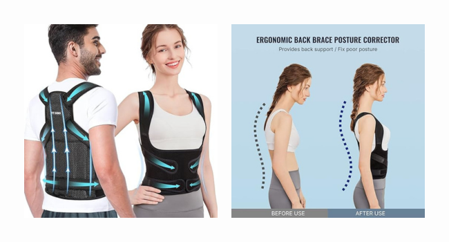 Fit Geno Back Brace Posture Corrector for Women and Men, Shoulder Straightener, Adjustable Full Back Support, Upper and Lower Back Pain Relief  Scoliosis, Hunchback, Hump, Thoracic, Spine Corrector