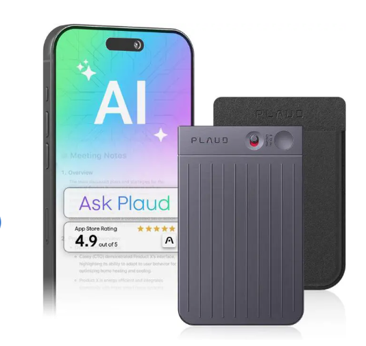 PLAUD Note AI Voice Recorder w/ Black Magnetic Case, AI Transcribe & Summarize, Support 112 Language