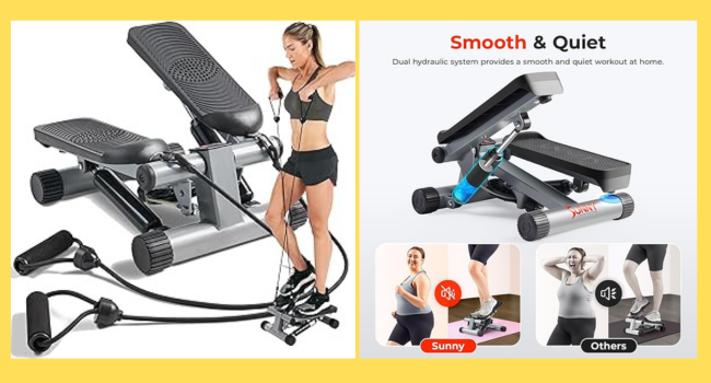 Sunny Health & Fitness Mini Stepper for Exercise Low-Impact Stair Step Cardio Equipment with Digital Monitor