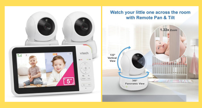 VTech VM924-2 Remote Pan-Tilt-Zoom Baby Monitor with 2 Cameras & Audio,5