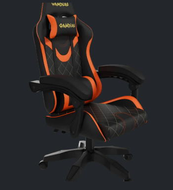 Gamdias Zelus E2 Gaming Chair - Black-Orange / Premium PU Leather / Adjustable Back to 126 Degree 