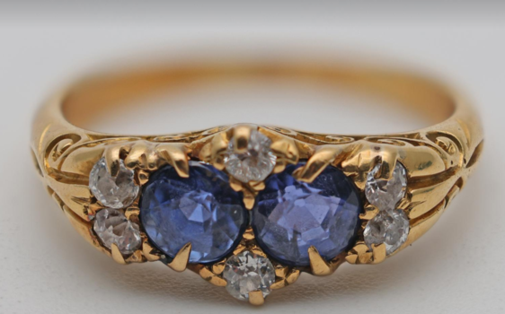Edwardian Sapphire and Diamond Gold Dress Ring