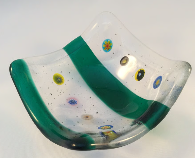 Millefiori Fused Glass Trinket Dish