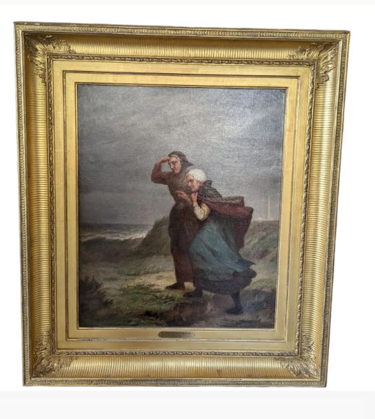 School of Jozef Israels Original Dutch 19th Century Oil Painting 22" x 18" RARE!